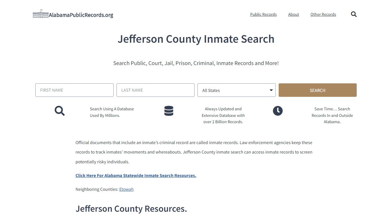 Jefferson County Inmate Search - Current & Past Jail Records